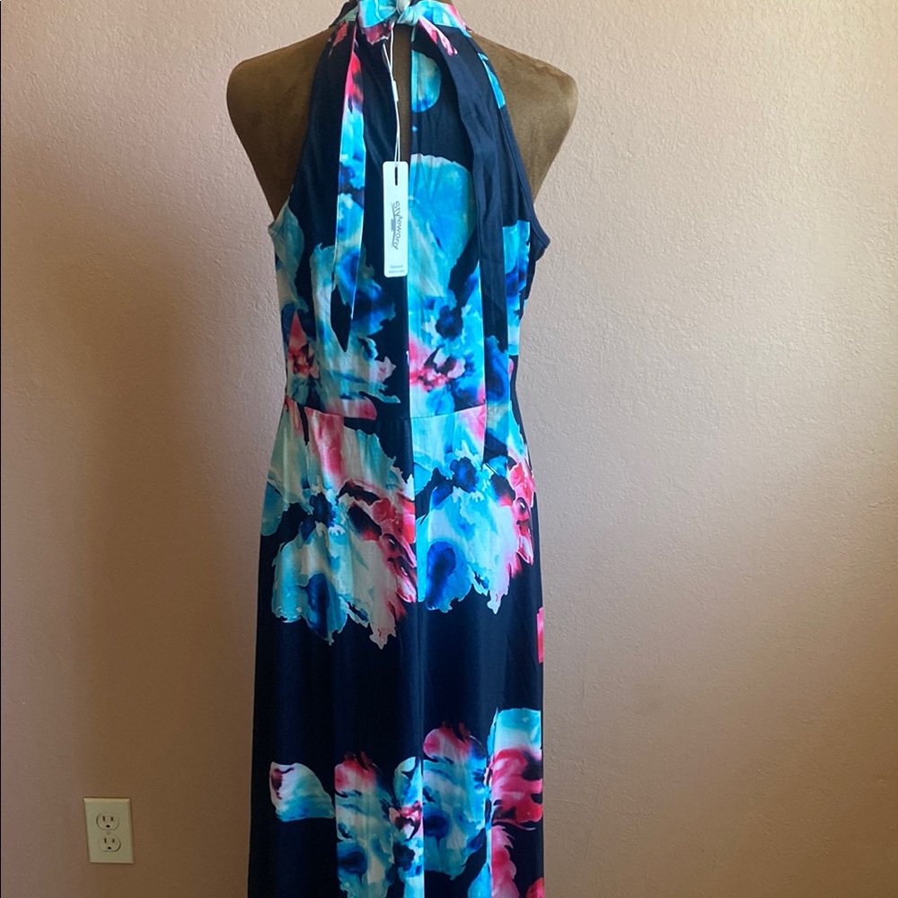 STYLEWORD Floral Halter Neck Maxi Dress - Blue and Pink - Picture 4 of 11